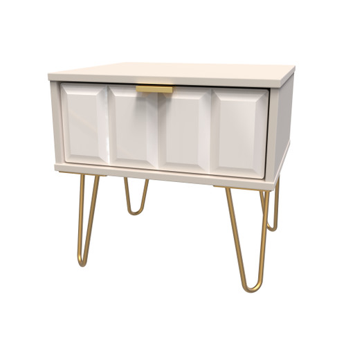Cube Kashmir Gloss 1 Drawer Bedside Cabinet with Gold Hairpin Legs