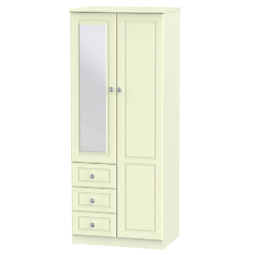 Pembroke Cream 1 Door 3 Drawer Mirrored Wardrobe
