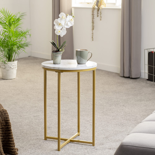 Dallas Gold and Marble Side Table