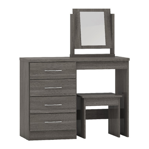 Nevada Black Wood Grain Drawer Dressing Table Set 