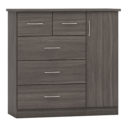 Nevada Black Wood Grain 5 Drawer Low Wardrobe