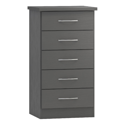 Nevada Grey 3D Effect 5 Drawer Narrow Chest