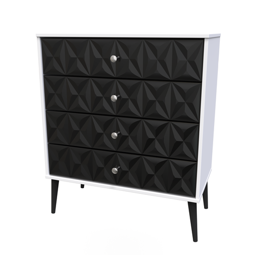 Pixel Black and White 4 Drawer Chest with Dark Scandinavian Legs