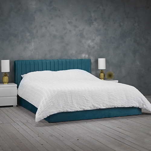 Berlin Teal Velvet Ottoman Bed Frame