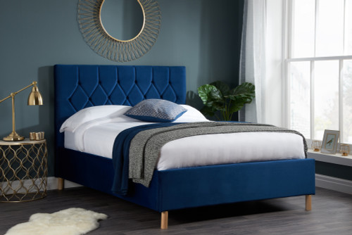 Loxley Blue Fabric Ottoman Bed