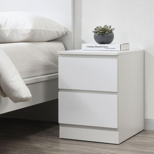 Oslo White 2 Drawer Bedside Table