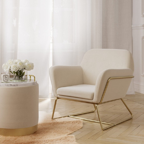 Charles Cream Armchair with Gold Legs