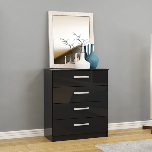 Lynx Black Gloss 4 Drawer Chest