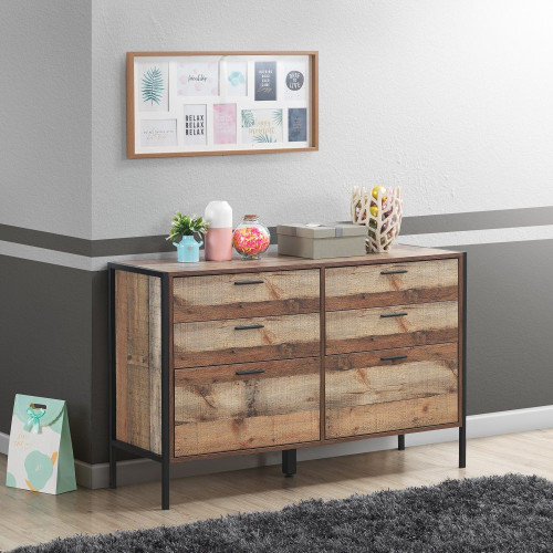 Stretton Rustic Industrial 6 Drawer Chest