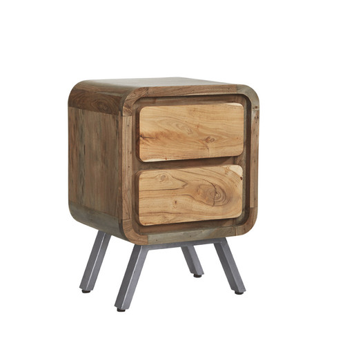 Aspen Reclaimed Solid Wood 2 Drawer Bedside Table