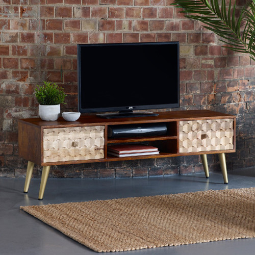 Edison 2 Door TV Unit with Gold Legs