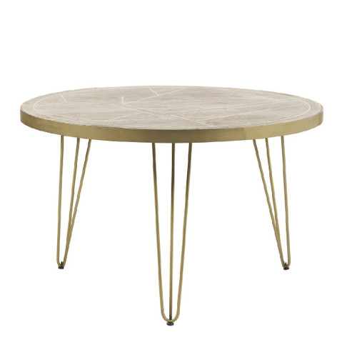 Light Gold Reclaimed Wood Round Dining Table