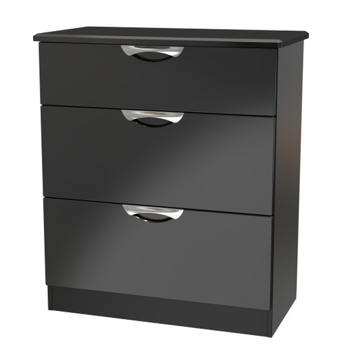 Camden Black Gloss 3 Drawer Deep Chest