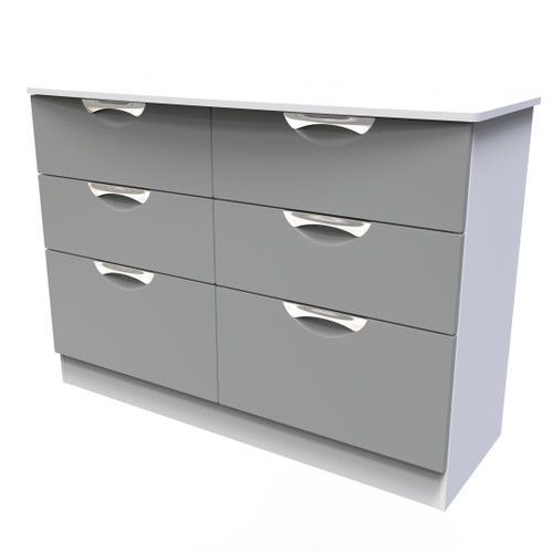 Camden Dust Grey and White 6 Drawer Chest