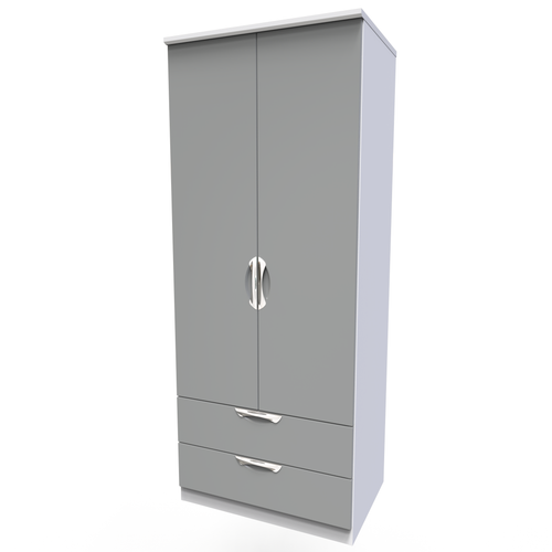 Camden Dust Grey and White 2 Door 2 Drawer Wardrobe