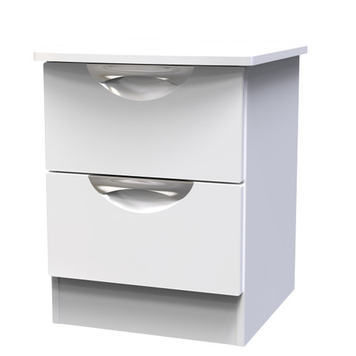 Camden White Gloss 2 Drawer Bedside Cabinet