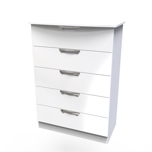 Camden White Gloss 5 Drawer Chest 