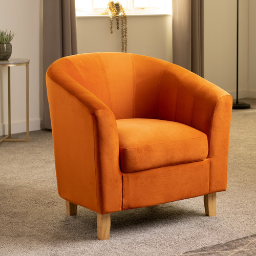 Tempo Burnt Orange Fabric Tub Chair