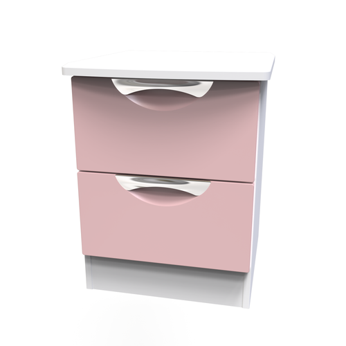 Camden Kobe Pink and White 2 Drawer Bedside Cabinet