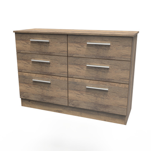 Contrast Vintage Oak 6 Drawer Midi Chest