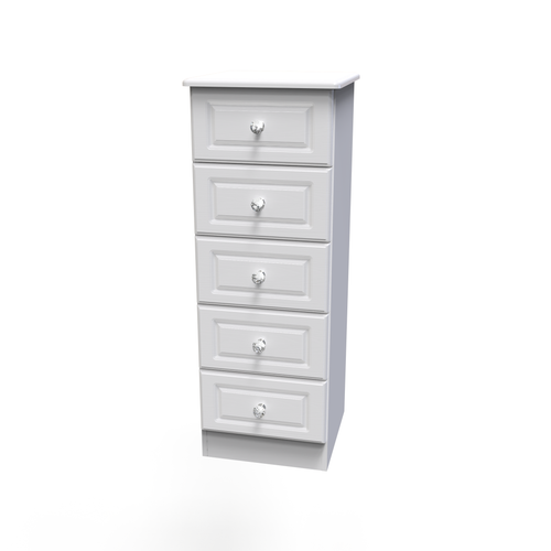 Crystal White Ash 5 Drawer Bedside Cabinet