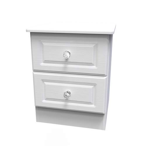 Crystal White Ash 2 Drawer Bedside Cabinet