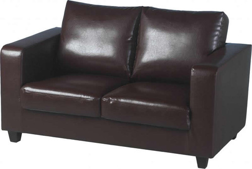Tempo Brown 2 Seater Faux Leather Sofa