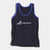 Navy blue with BigCommerce Blue trim BigCommerce logo tank top, front view laying flat.