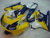 Honda CBR600 F3 1995 1996 yellow/blue fairing kits, 1995 1996 Honda CBR600 F3 yellow/blue plastic.This Honda CBR600 F3 1995 1996 fairing kits was applied in yellow/blue graphics, this 1995 1996 CBR600 fairing set comes with the both color and decals shown as the photo.If you want to do custom fairings for CBR600 F3 1995 1996,our talented airbrusher will custom it for you.