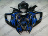 Suzuki GSXR600/750 2006 2007 black and blue flame fairing kits, this Suzuki GSXR600/750 2006 2007 plastics was applied in black and blue flame graphics, this 2006 2007 GSXR600/750 fairing set comes with the both color and decals shown as the photo.If you want to do custom fairings for GSXR600/750 2006 2007,our talented airbrusher will custom it for you.