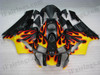 2003 2004 Honda CBR600RR glossy black / yellow flame fairings, flame fairings for Honda CBR600RR.