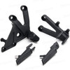 Aluminum alloy made replacement rider/front foot pegs and mount bracket kits for 2003-2006 Honda CBR600RR, this style footrest assembly are light weight than OEM stock footrest and race-inspired design provides excellent traction and feedback. CNC machined from high-impact aluminum for durability and precise fitment.