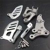 Aluminum alloy made replacement rider/front foot pegs and mount bracket kits for 2006-2010 Suzuki GSX-R600, GSX-R750, this style footrest assembly are light weight than OEM stock footrest and race-inspired design provides excellent traction and feedback. CNC machined from high-impact aluminum for durability and precise fitment.
