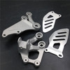 Aluminum alloy made replacement rider/front foot pegs and mount bracket kits for 2006-2010 Suzuki GSX-R600, GSX-R750, this style footrest assembly are light weight than OEM stock footrest and race-inspired design provides excellent traction and feedback. CNC machined from high-impact aluminum for durability and precise fitment.