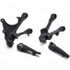 Aluminum alloy made replacement rider/front foot pegs and mount bracket kits for 2005-2008 Kawasaki ZX6R, this style footrest assembly are light weight than OEM stock footrest and race-inspired design provides excellent traction and feedback. CNC machined from high-impact aluminum for durability and precise fitment.