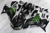 Kawasaki ZX14R ZZR1400 flat black fairing green stripes