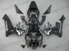 Honda CBR600RR 2003 2004 black and silver flame fairing kits, this Honda CBR600RR 2003 2004 plastics was applied in black and silver flame graphics, this 2003 2004 CBR600RR fairing set comes with the both color and decals shown as the photo.If you want to do custom fairings for CBR600RR 2003 2004,our talented airbrusher will custom it for you