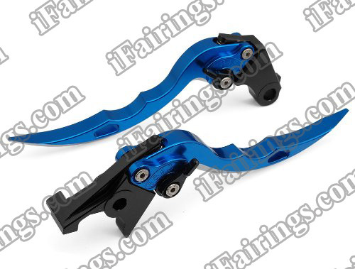 Blue CNC blade brake & clutch levers for Kawasaki ZX10R 2006 to