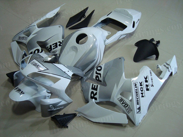 2003 2004 Honda CBR600RR White/Silver Repsol Fairings - iFairings.com