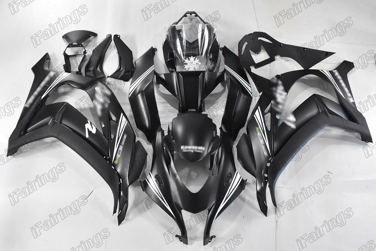 Aftermarket fairing for 2016 2017 2018 2019 2020 Kawasaki Ninja ZX-10R  matte black Winter Edition livery.