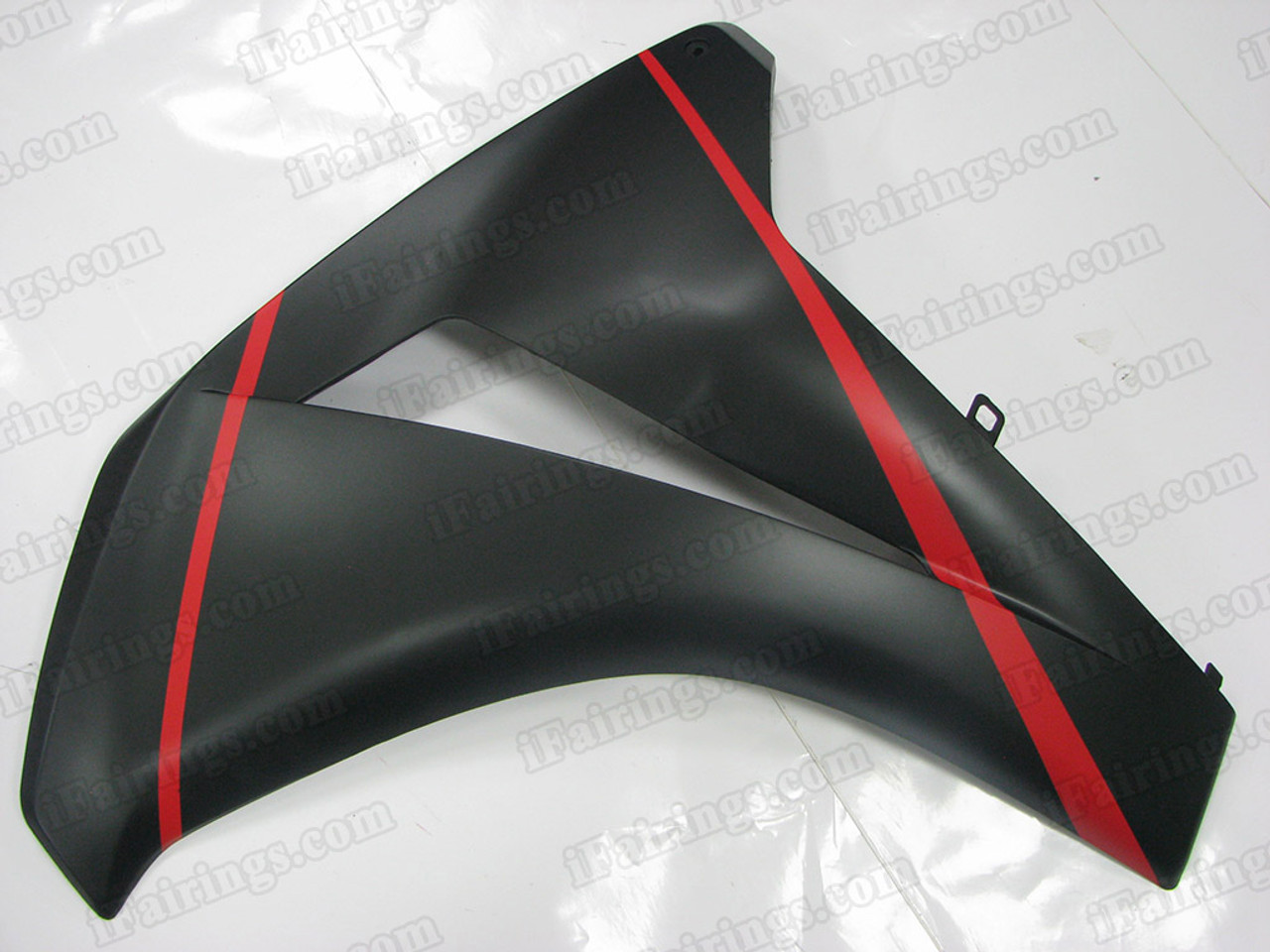 Aftermarket fairing for 2008 2009 2010 2011 Honda CBR1000RR matte black  paint with red pinstripes.