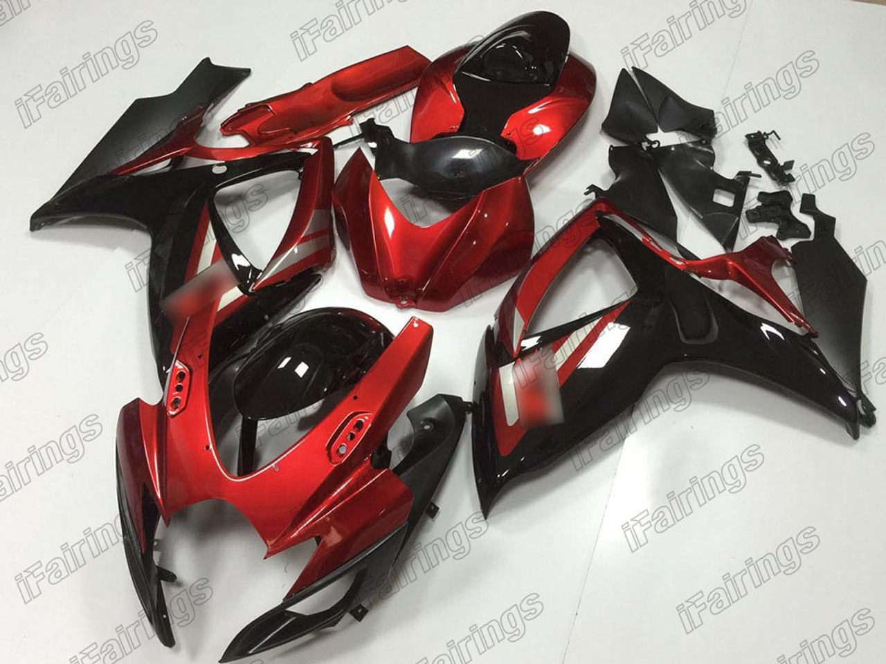 Aftermarket fairing for 2006 2007 Suzuki GSXR 600/750 red and black paint  scheme.