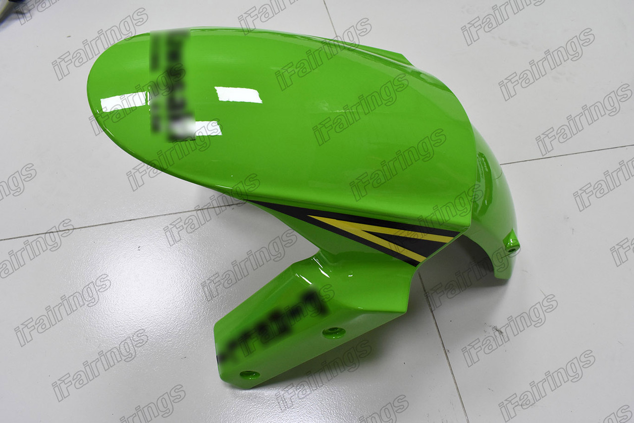 Aftermarket fairing for 2009 2010 2011 2012 Kawasaki Ninja ZX-6R green and  black livery.