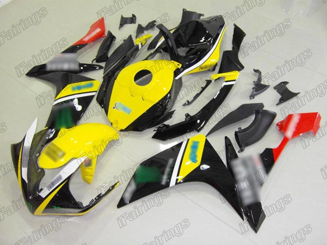 Aftermarket fairing for 2007 2008 Yamaha YZF-R1 yellow and black customized base on monster