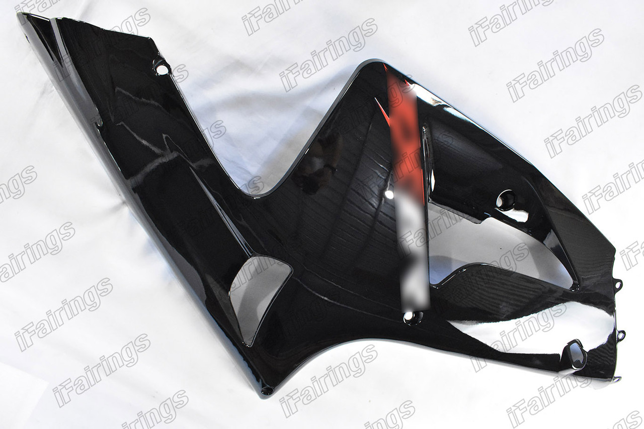 Aftermarket fairing for 2003 2004 Kawasaki Ninja ZX-6R gloss black color.