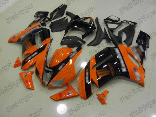 2007 2008 Kawasaki Ninja ZX-6R Monster fairing orange and black 2007 2008 Kawasaki Ninja ZX-6R Monster fairing orange and black
