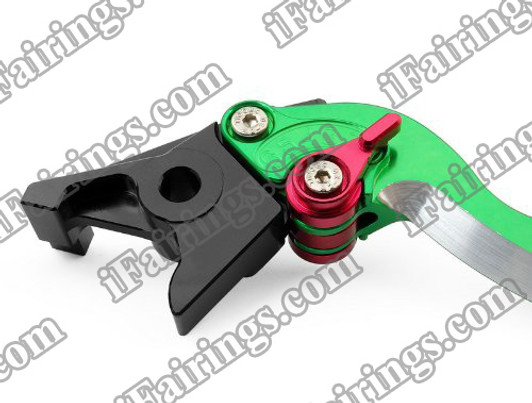 Green CNC blade brake & clutch levers for Kawasaki ZX10R 2004 2005 (F-14/K-828). Our levers are designed as a direct replacement of the stock levers but more benefit over the stock ones