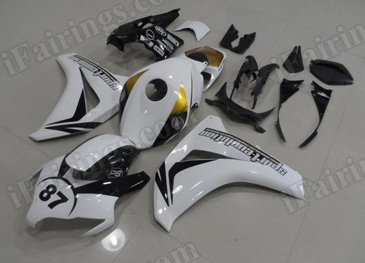 OEM quality aftermarket fairing kits for Honda CBR1000RR 2008 2009 2010 2011 in  white and black color, this fairing kits is one custom fairing and can be changed to any other two color.