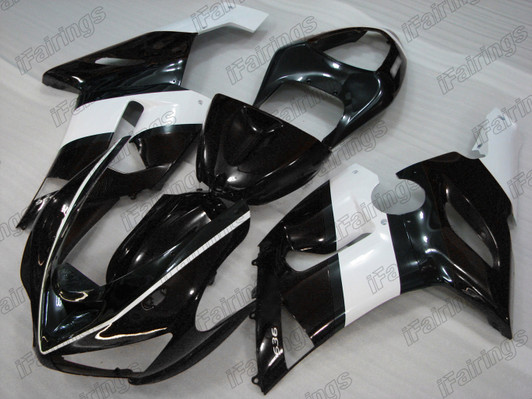 2005 2006 Kawasaki Ninja ZX-6R ZX-6RR 636 white and black fairings 2005 2006 Kawasaki Ninja ZX-6R ZX-6RR 636 white and black fairings