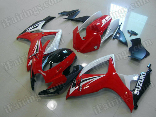aftermarket fairings and bodywork for 2006 2007 Suzuki GSX R 600/750, this motorcycle fairings are replacement plastic with various graphics,  they are top quality and oem fairing quality comparable. All the bodywork panels are pre-drilled and 100% precise fit factory bike.